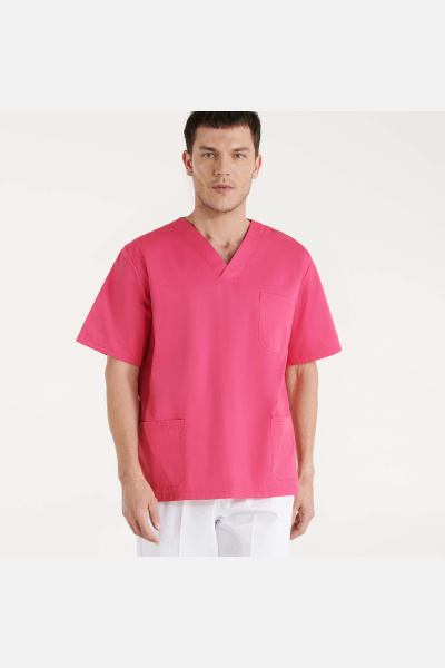 Unisex Kasack mit V-Ausschnitt, Farbe: rosa, Größe: S