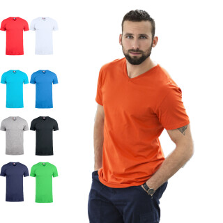 Unisex T-Shirt mit V-Ausschnitt Luca, Farbe: rot, Größe: XS