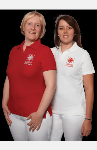 Poloshirt Zeva - speziell für die Caritas, tailliert geschnitten, Farbe: rot, Größe: XS