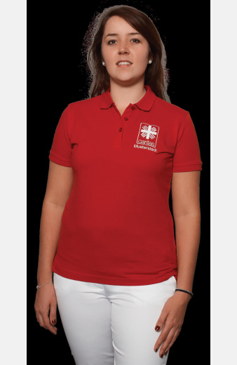 Poloshirt Zeva - speziell für die Caritas, tailliert geschnitten, Farbe: rot, Größe: XS