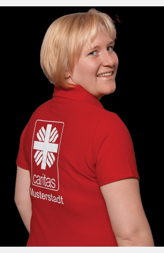 Poloshirt Zeva - speziell für die Caritas, tailliert geschnitten, Farbe: rot, Größe: XS