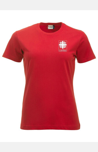 Rotes T-Shirt Korina, speziell für die Caritas, tailliert geschnitten, Größe: XS