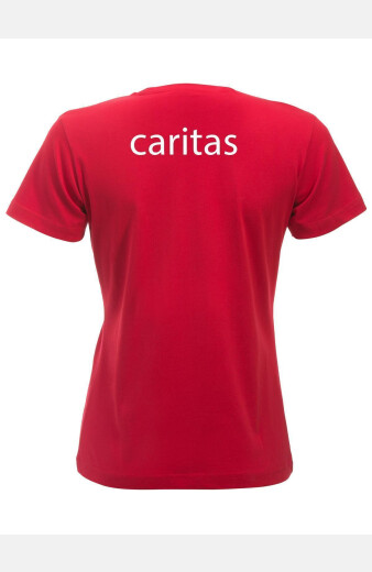 Rotes T-Shirt Korina, speziell für die Caritas, tailliert geschnitten, Größe: XS