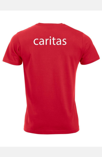 Rotes T-Shirt Korin, speziell für die Caritas, gerade geschnitten, Größe: S