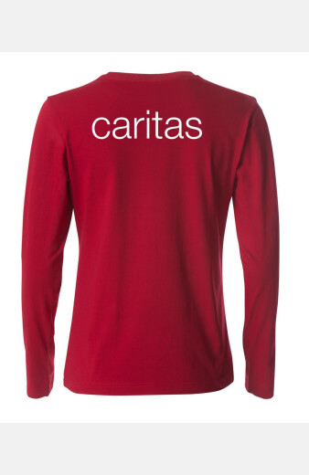 Langarm T-Shirt Jorina - speziell für die Caritas, tailliert geschnitten, Farbe: rot, Größe: S