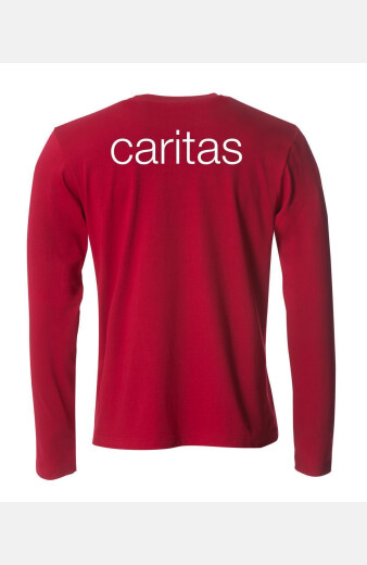 Langarm T-Shirt Nicolas - speziell für die Caritas, gerade geschnitten, Farbe: rot, Größe: L