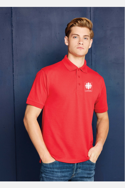 Poloshirt Erala - speziell für die Caritas, tailliert geschnitten, Farbe: rot, Größe: XXS