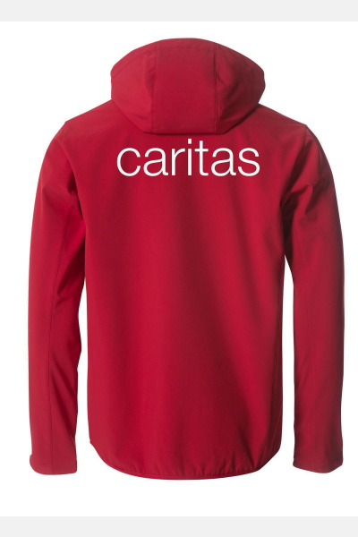 Softshell Jacke Jaxa - speziell für die Caritas, tailliert geschnitten, Farbe: rot, Größe: XS