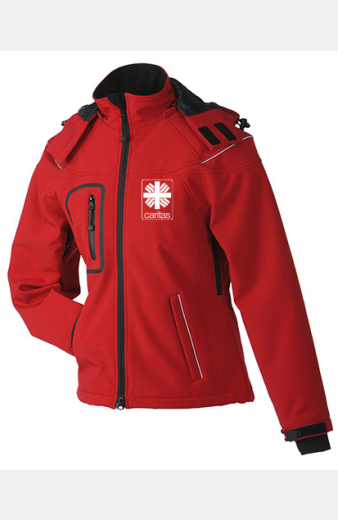 Winter Softshell Jacke Taria - speziell für die Caritas, tailliert geschnitten, Farbe: rot/schwarz, Größe: M