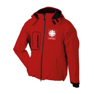 Winter Softshell Jacke Carl - speziell für die Caritas, gerade geschnitten, Farbe: rot/schwarz, Größe: 3XL