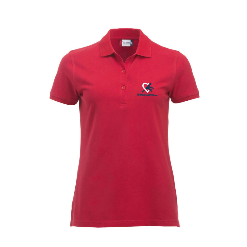 Poloshirt Rafaela, tailliert geschnitten, Farbe: rot für Bettina Harms GmbH mit Stick auf der Brust, links (Herzseite)