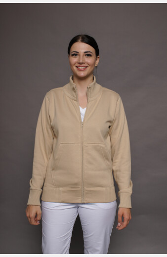 Stehkragenjacke carestin, Farbe: beige, Größe: XS