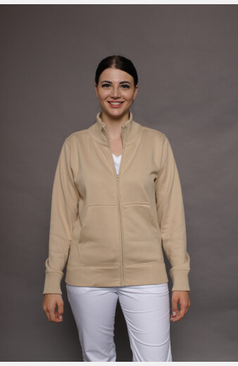 Stehkragenjacke carestin, Farbe: beige, Größe: XS