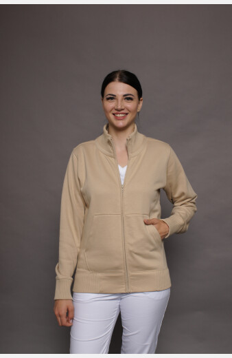 Stehkragenjacke carestin, Farbe: beige, Größe: XS