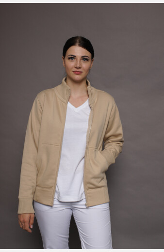 Stehkragenjacke carestin, Farbe: beige, Größe: XS