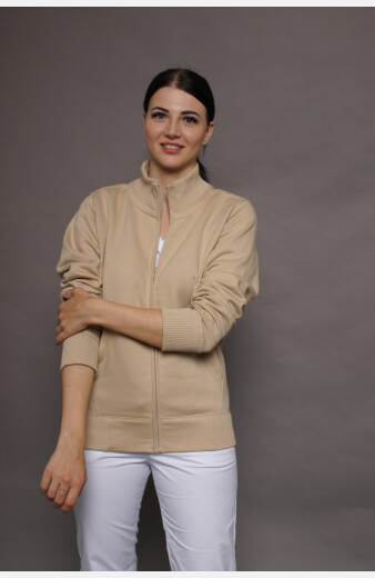 Stehkragenjacke carestin, Farbe: beige, Größe: M