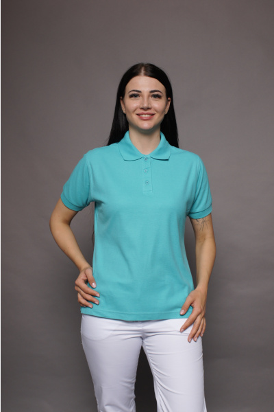 Poloshirt carestin, tailliert geschnitten, Farbe: türkis, Größe: XS