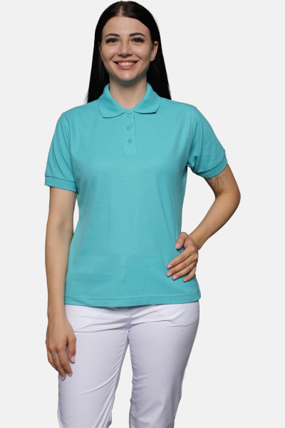 Poloshirt carestin, tailliert geschnitten, Farbe: türkis, Größe: XS