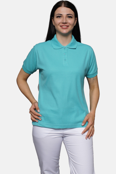 Poloshirt carestin, tailliert geschnitten, Farbe: türkis, Größe: XS