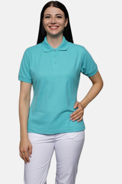 Poloshirt carestin, tailliert geschnitten, Farbe: türkis, Größe: XS
