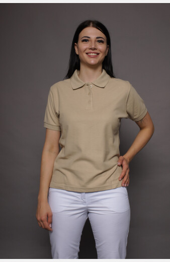 Poloshirt carestin, tailliert geschnitten, Farbe: beige, Größe: XS