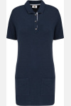 Langes Polohemd mit kurzen Ärmeln für Damen von WK. Designed To Work, Farbe: Navy / Oxford Grey, Größe: 3XL