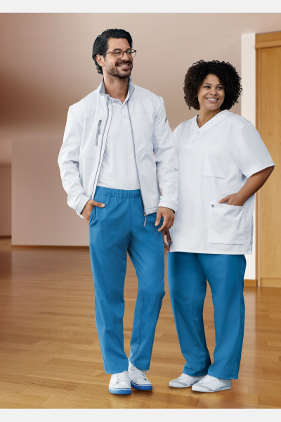 Fair produzierte Unisex Bundhose mit Kordel, azurblau,...