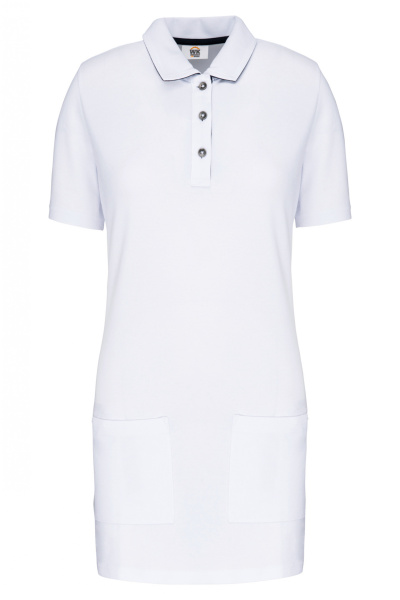 Langes Damenpolo Anni, Farbe: weiß/navy, Größe: XL