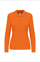 Damen Langarmpolo Troya, tailliert geschnitten, Farbe: orange, Größe: S