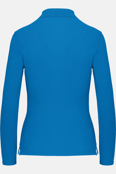 Damen Langarmpolo Tyria, tailliert geschnitten, Farbe: blau, Größe: L