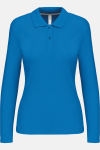 Damen Langarmpolo Tyria, tailliert geschnitten, Farbe: blau, Größe: L