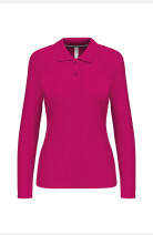 Damen Langarmpolo Tyria, tailliert geschnitten, Farbe: pink, Größe: S