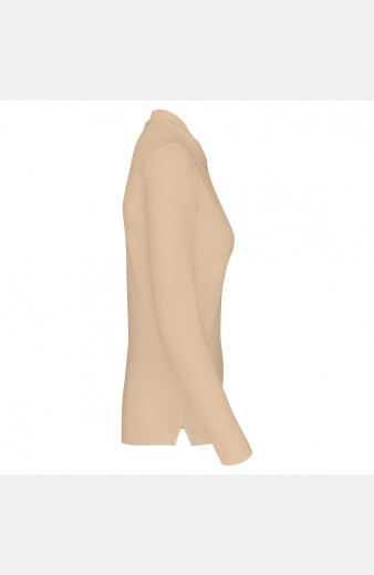 Damen Langarmpolo Tyria, tailliert geschnitten, Farbe: beige, Größe: S