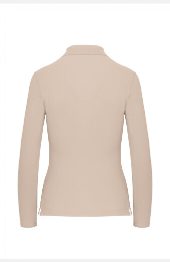 Damen Langarmpolo Tyria, tailliert geschnitten, Farbe: beige, Größe: S