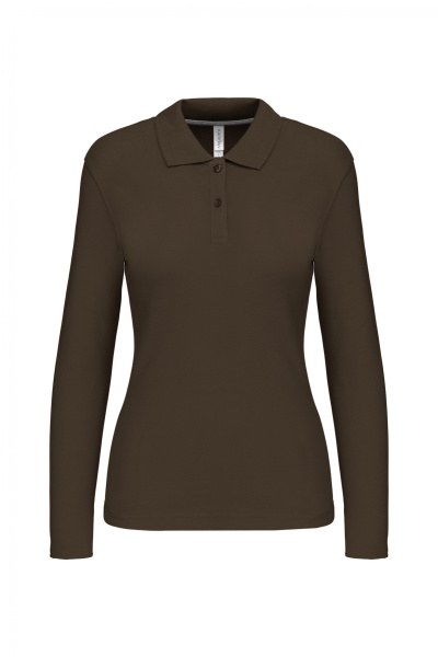 Damen Langarmpolo Tyria, tailliert geschnitten, Farbe: dark khaki, Größe: S