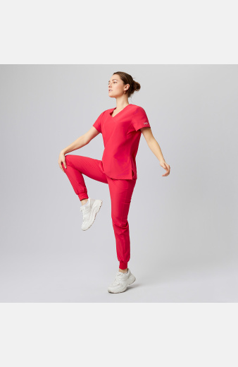 Damen Stretchkasack Liza, Schnitt: Slim-Fit, Farbe: rot, Größe: XL