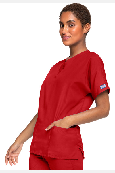 Unisex Kasack WWE4700 von Cherokee mit 2 Seitentaschen, Farbe: rot, Größe: 3XL