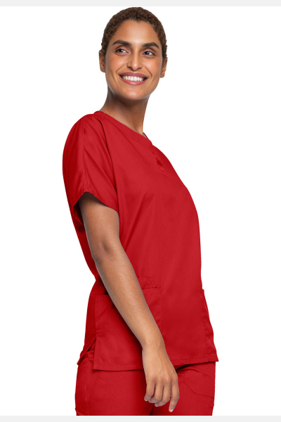 Unisex Kasack WWE4700 von Cherokee mit 2 Seitentaschen, Farbe: rot, Größe: 3XL