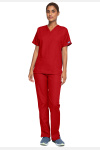 Unisex Kasack WWE4700 von Cherokee mit 2 Seitentaschen, Farbe: rot, Größe: 3XL