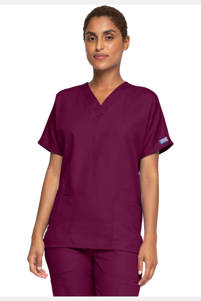 Unisex Kasack WWE4700 von Cherokee mit 2 Seitentaschen, Farbe: bordeaux, Größe: XXS