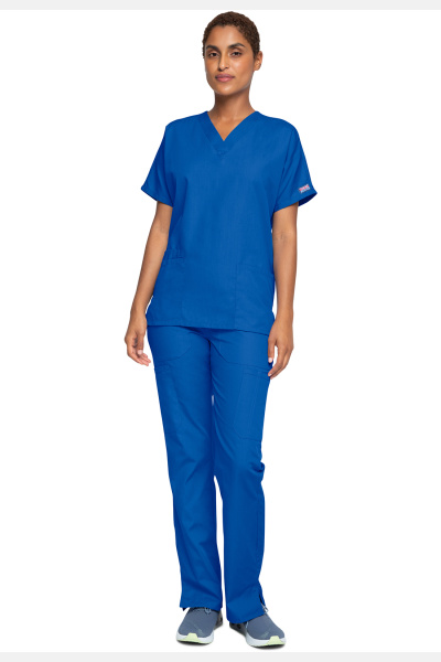 Unisex Kasack WWE4700 von Cherokee mit 2 Seitentaschen, Farbe: royal, Größe: XXS