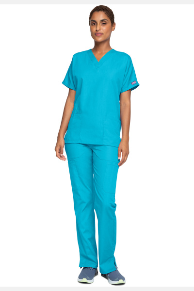 Unisex Kasack WWE4700 von Cherokee mit 2 Seitentaschen, Farbe: türkis, Größe: XXS