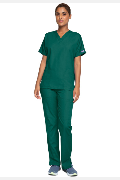 Unisex Kasack WWE4700 von Cherokee mit 2 Seitentaschen, Farbe: dunkelgrün, Größe: XXS