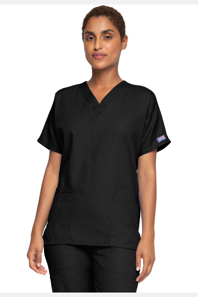 Unisex Kasack WWE4700 von Cherokee mit 2 Seitentaschen, Farbe: schwarz, Größe: XXS