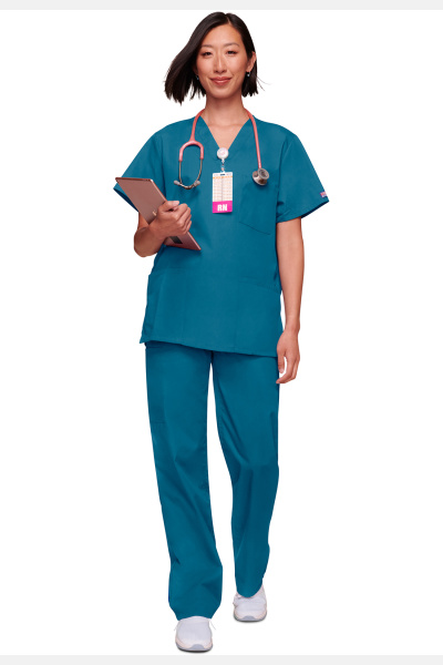 Unisex-Kasack WWE4876 von Cherokee, Farbe: karibikblau, Größe: XXS