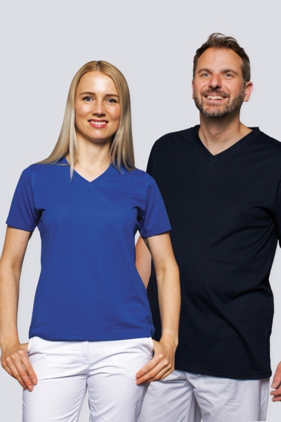 Damen T-Shirt carestin mit V-Ausschnitt, tailliert geschnitten, Farbe: rot, Größe: XS