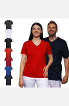 Damen T-Shirt carestin mit V-Ausschnitt, tailliert geschnitten, Farbe: rot, Größe: XS