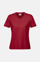 Damen T-Shirt carestin mit V-Ausschnitt, tailliert geschnitten, Farbe: bordeaux, Größe: XS