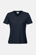 Damen T-Shirt carestin mit V-Ausschnitt, tailliert geschnitten, Farbe: navy, Größe: XS