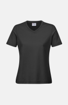 Damen T-Shirt carestin mit V-Ausschnitt, tailliert geschnitten, Farbe: anthrazit, Größe: XS